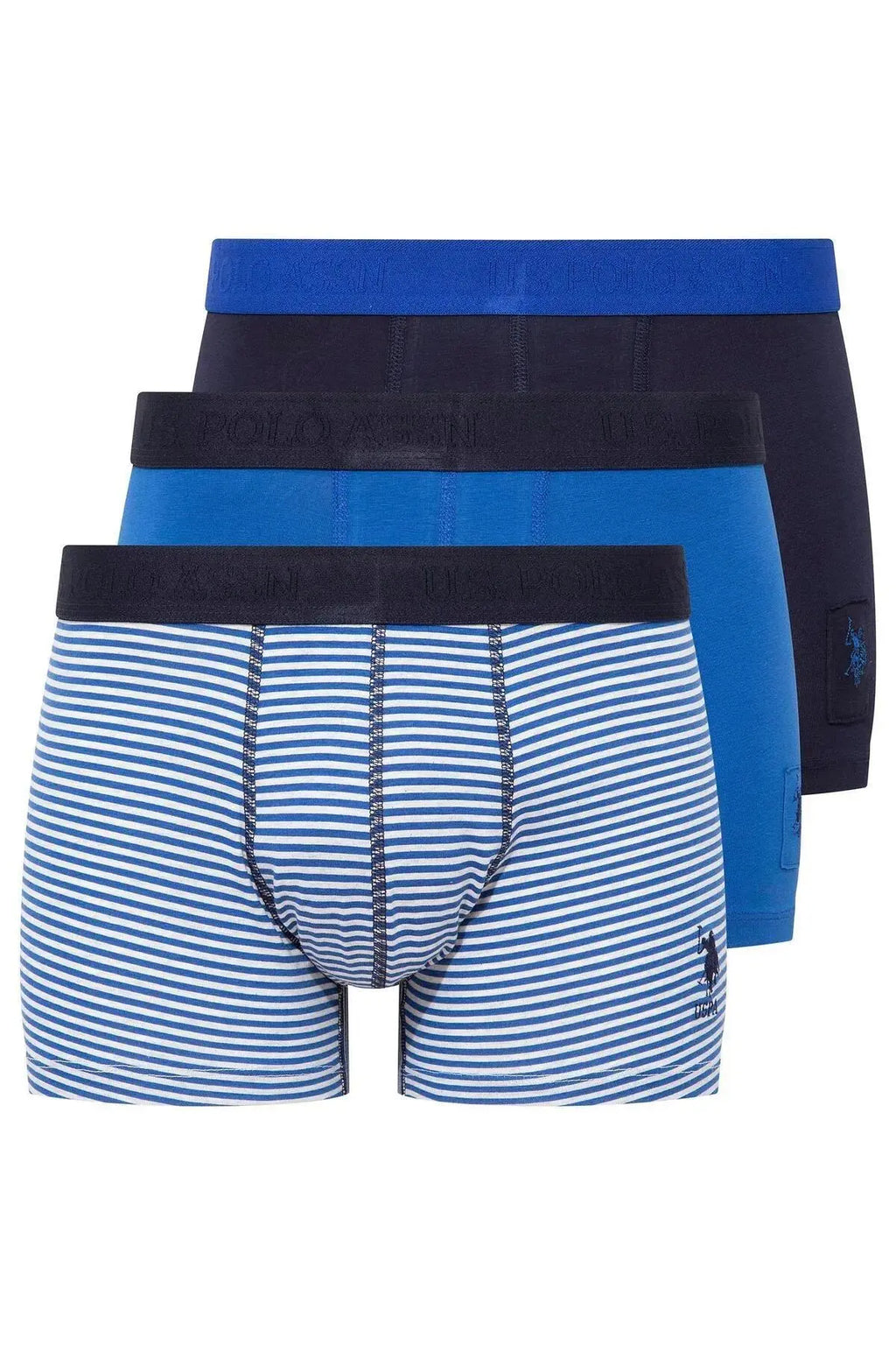 U.s Polo Assn. 80504 Erkek Pamuklu 3'lü Boxer-Lacivert&Baskılı&Saks