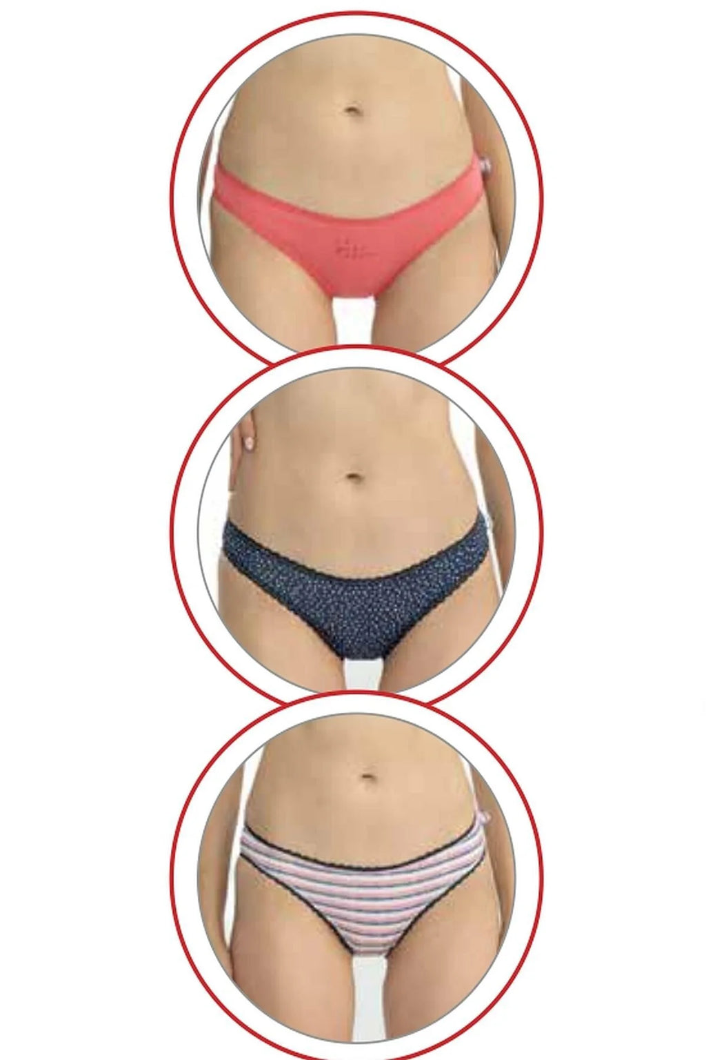 U.S. Polo Assn. Kadın Karışık Desen Pamuklu 3'lü Slip Külot-Mercan