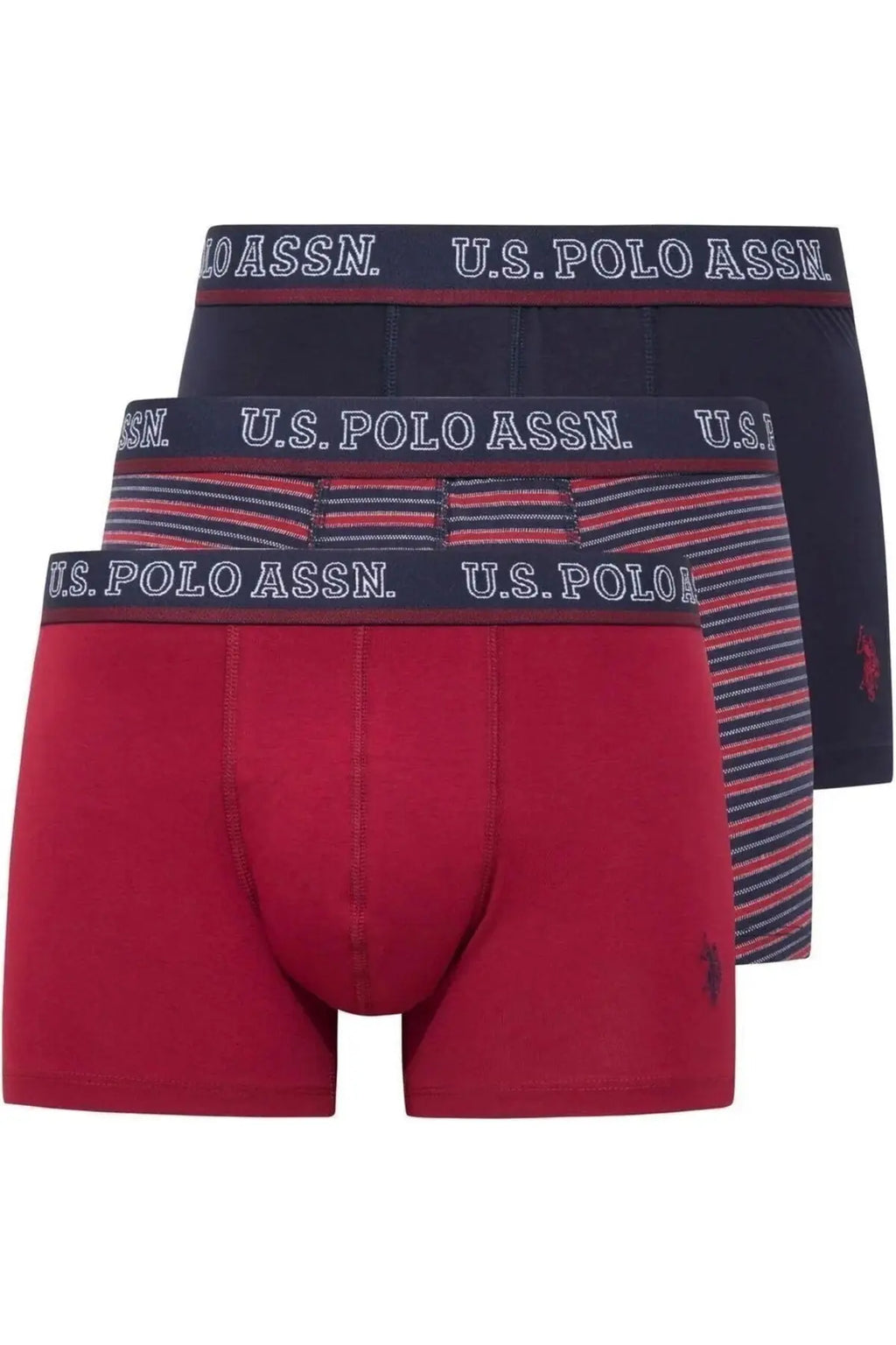 U.S. Polo Assn. Erkek Baskılı-Bordo-Lacivert Pamuklu 3'lü Boxer 80516