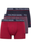 U.S. Polo Assn. Erkek Baskılı-Bordo-Lacivert Pamuklu 3'lü Boxer 80516
