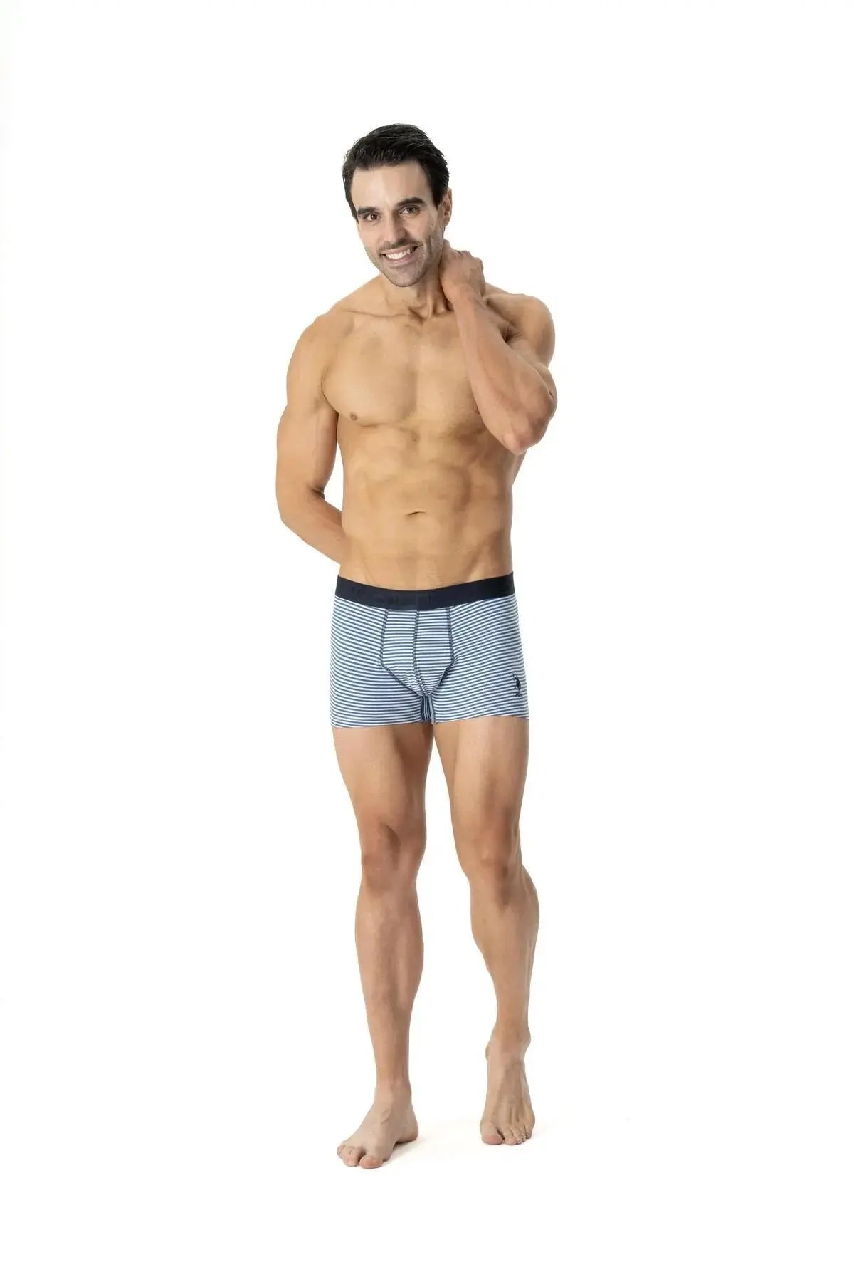 U.s Polo Assn. 80504 Erkek Pamuklu 3'lü Boxer-Lacivert&Baskılı&Saks