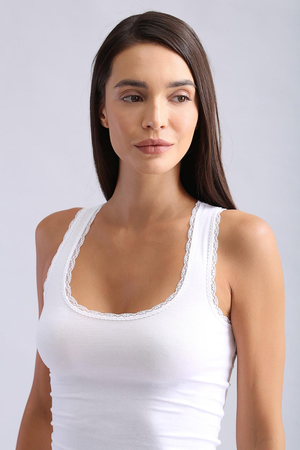 MISIRLI Modal by TENCEL LACE Kalın Askılı Dantelli Kadın Atlet / T-Shirt
